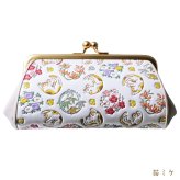 浅草文庫 がま口 財布 花菱 親子 WA-4 コインケース 小銭入れ 友禅染 浅草 文庫革 江戸小紋 ミニ ガマ がまぐち 送料無料 レザー 牛革 レディース ギフト プレゼント
