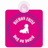 Bichon Frise ビションフリーゼ ピンク＆パープル 車 窓ガラス 吸盤タイプ DOG IN CAR かっこいい おしゃれ 犬 シルエット アメ雑風 カラフル ドッグインカー ドッグオンボード 安全対策 セーフティサイン デコ 外出 ドライブ カーサイン 吸盤
