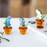 鈴蘭 ガラス細工 幸せ運ぶ 通販 スズラン オブジェ ガラス ミニチュア 装飾品 飾り 置物 お花 植物 かわいい インテリア 贈り物 ギフト リビング 玄関 おしゃれ 母の日 北欧風 雑貨 卓上 寝室