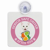 カーサイン 高齢者マーク SENIOR SAFE DRIVER ターキッシュアンゴラ 車内用 吸盤タイプ 収れん火災防止タイプ 肉球 日本製 車 ステッカー