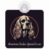American Cocker Spaniel アメリカンコッカースパニエル Bタイプ 車 窓ガラス 吸盤タイプ 犬 かっこいい おしゃれ イラスト付 DOG IN CAR ドッグインカー ドッグオンボード 安全対策 セーフティサイン デコ 外出 ドライブ カーサイン 吸盤