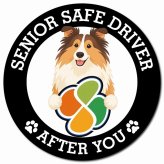 カーサイン 高齢者マーク SENIOR SAFE DRIVER ラフコリー マグネット 強力 直径13cm 肉球 日本製 車 ステッカー