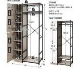 ハンガーラック ミラー付き 幅80cm 高さ170cm 全身鏡 姿見 ワードローブ 扉収納 オープン収納 ハンガーバー 衣類収納 バッグ収納 S字フック 省スペース 玄関 寝室 身支度 クローゼット おしゃれ 北欧 ナチュラル ストーングレージュ 組立品