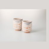 志野流線組湯呑 陶器 美濃焼 やきものの里から、暮らしを贈ります。　ギフト 食器 セット テーブルウェア
