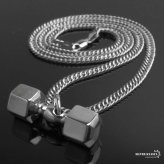 シルバー925 ダンベルネックレス ユニーク ペンダントネックレス メンズネックレス シルバー ダブル喜平チェーン 6面カット メタリック 重厚感 個性的 精巧 リアル 筋トレ スポーツ 男性 金属アレルギー対応