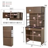 キッチンラック ゴミ箱上ラック 幅87cm 高さ186cm レンジ台 食器棚 キッチン収納 家電収納 ダストボックス上収納 可動棚 オープンラック スチール 木目調 省スペース 電子レンジ 炊飯器 キッチンボード 大容量 おしゃれ アイアン ヴィンテージ