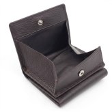 モンテスピガ　monte SPIGA　コンパクト財布　MOSMSP301DBR　ダークブラウン　濃茶　シュリンクレザー　牛革　三つ折り財布　トライフォード ウォレット