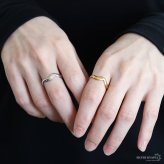 ステンレス ウェーブリング 2カラー 18KGP ゴールド gold シルバー ゆがみ シンプル オープンリング フリーサイズ レディース 女性 指輪 金属アレルギー対応