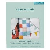 ガーゼハンカチ ウォッシュクロス 3枚セット 出産祝い aden+anais エイデンアンドアネイ ヴィンテージカー ガーゼタオル ループ付き コットン100% ダブルガーゼ3層 約27.5cm角 沐浴布 お口拭き よだれ拭き ハンカチ タオル 入園準備 内祝い 出産内祝い 男の子 女の子 ギフト