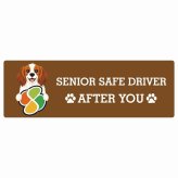 カーサイン 高齢者マーク SENIOR SAFE DRIVER コーイケルホーンディエ ステッカー シール 長方形 20x6.7cm 肉球 日本製 車
