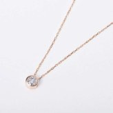 ネックレス レディース ダイヤモンド 0.15ct K18PG ピンクゴールド フクリン留め ペンダント 一粒 ダイヤ 18金 華奢 シンプル ジュエリー アクセサリー ギフト プレゼント 贈り物