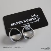 ステンレス 大ぶりピアス 3連ピアス ツイストピアス フープピアス シルバー プチプラ 大きめ 存在感 メタル ワイド 両耳2点 レディース 女性 金属アレルギー対応 イヤリング