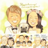 結婚記念日のプレゼントに、写真から仕上げる手描き似顔絵です。下書き確認ができるので、安心して贈れます。 結婚記念日 似顔絵 ギフト 贈り物 名入れ 手描き プレゼント 結婚記念日 記念日 結婚10周年 金婚式 周年記念 結婚30周年 夫婦 両親 家族 修正無料 下書き確認 名入れ 親孝行 そっくり 喜ばれる かわいい 周年 親孝行 感謝 結婚記念日 記念日 ハロウィン 闘病中の方への励まし