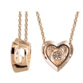 ハワイアンジュエリー ダイヤモンド ピンクゴールド ネックレス ハート 14K K14ピンクゴールド 一粒ダイヤモンド 鑑定書付 14k カットあずきチェーン太0.9mm ギフトラッピング可能 彼女 妻 女性 レディース プレゼント ハロウィン 【品番：CG-GP103R-CH123】