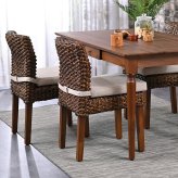 ダイニング家具 ダイニングチェア 1脚 コンパクト クッション付き ウォーターヒヤシンス 木製 おしゃれ アジアン アンティーク ナチュラル インテリア テイスト 家具 レストラン カフェ