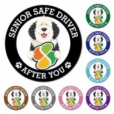 カーサイン 高齢者マーク SENIOR SAFE DRIVER オールドイングリッシュシープドッグ マグネット 強力 直径13cm 肉球 日本製 車 ステッカー