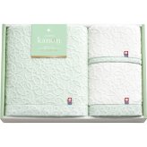 【直送】今治かのん バス フェイス [26-7529-084] ハンドタオルセット 綿100% 日本製 今治タオル カスミソウ柄 ふんわり 柔らか バスタオル フェイスタオル ハンドタオル 各1枚 贈り物 ギフト プレゼント 内祝い お返し