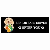 カーサイン 高齢者マーク SENIOR SAFE DRIVER カニンヘンダックスフンド ステッカー シール 長方形 20x6.7cm 肉球 日本製 車