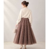 チュール スカート ロング レディース 通販 チュールスカート ロングスカート 女性 大人 マキシスカート フリルスカート フレアスカート ふんわり 柔らかい シンプル かわいい ウエストゴム ハイウエスト きれいめ おしゃれ 演奏会 春 夏 秋 ボトムス