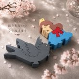国産ヒノキの童話シリーズ｜親指姫の木製組み木｜台座付き｜アクリル絵の具仕上げ｜木製インテリア・贈り物