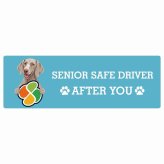 カーサイン 高齢者マーク SENIOR SAFE DRIVER ワイマラナー ステッカー シール 長方形 20x6.7cm 肉球 日本製 車
