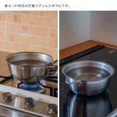 すっきり暮らす 火にかけられるボウル 18cm[ステンレスボウル 調理 ボウル ステンレス 調理器具 小鍋 ミニ鍋 IH対応 ガス火対応 直火OK 食洗機対応 ステンレス鍋 両手鍋 目盛り付き 取っ手付き キッチン 便利グッズ]