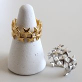 ステンレス スターリング 2カラー 星リング 18KGP ゴールド gold シルバー ワイドリング 幅広 オープンリング フリーサイズ レディース 女性 指輪 金属アレルギー対応
