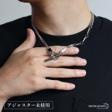 ステンレス マンテルネックレス 大きめ デザインネックレス メンズネックレス シルバー 喜平チェーン ブラックストーン アシンメトリー カスタム お洒落 原宿 韓流 男性 金属アレルギー対応