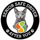 カーサイン 高齢者マーク SENIOR SAFE DRIVER ロシアンブルー マグネット 強力 直径13cm 肉球 日本製 車 ステッカー