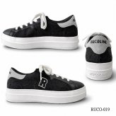 ルコライン スニーカー ルコライン 靴 RUCO LINE RUCO-019BK ROSE LUX 花柄生地 ブラック 黒 シルバーラメ 合皮 ローカット ファスナー無し ルコライン シューズ RUCO LINE ルコラインスニーカー フラットソール 新作 取扱店 京都 母の日 ギフト 数量限定