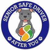 カーサイン 高齢者マーク SENIOR SAFE DRIVER スタッフォードシャーブルテリア マグネット 強力 直径13cm 肉球 日本製 車 ステッカー