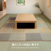 夏ラグ 夏用カーペット 掘りごたつ対応 い草ラグ 約191×191cm 正方形 中抜き 市松模様 抗カビ 消臭 ござ 炬燵