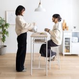 ダイニング家具 カウンターテーブル 2点セット ハイスツール2脚付き 幅100cm 奥行45cm 高さ90cm ダイニングテーブル バーテーブル カウンター 木目調 スチール脚 収納棚付き 省スペース 耐荷重設計 おしゃれ 北欧 モダン 一人暮らし