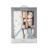 The Little Linen Company バスギフトセット TLLC Bath Gift Set ぬいぐるみとベビー雑貨（ベビー用ぬいぐるみ ミニタオル 3枚 ヘアブラシ 1個 フード付きタオル）ギフト プレゼント 出産祝い