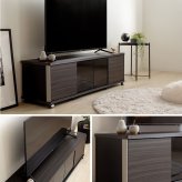 テレビ台 テレビボード ローボード 60インチ 60型 対応 幅140cm キャスター付き TV台 TVボード ロータイプ コーナー ガラス扉 スモーク 木製 大容量 収納 おしゃれ 北欧 モダン ブラック 新生活