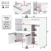 食器棚 キッチン収納 伸縮キッチンカウンター 幅104～178cm 奥行40cm 高さ84cm コンセント付き カウンター すき間収納 スライド棚 炊飯器ラック レンジ台 引出し 木目調 稼働棚 ストック キッチン 北欧 ：