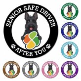 カーサイン 高齢者マーク SENIOR SAFE DRIVER スコティッシュテリア マグネット 強力 直径13cm 肉球 日本製 車 ステッカー