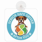 カーサイン 高齢者マーク SENIOR SAFE DRIVER ボクサー 車内用 吸盤タイプ 収れん火災防止タイプ 肉球 日本製 車 ステッカー