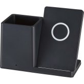 【直送】ノーブランド ペンホルダー付き ワイヤレス充電器 [26-0537-030] 6178-23 置くだけ充電 Qi対応 スマホスタンド USBポート付き 多機能 ペン立て デスクオーガナイザー 卓上 小物入れ ビジネス 記念品 プレゼント ギフト