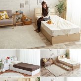 ベッド 寝具 シングル フレーム マットレス付き 収納付き 引き出し 収納 ベット シングルサイズ 棚付き コンセント付き ライト 照明付き Alloys アロイス オリジナルポケットコイルマットレス 引出し付 木製