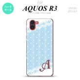 SH-04L SHV44 R3 AQUOS R3 スマホケース カバー ドット レース C 水色 +アルファベット nk-r3-1617i