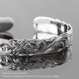ハワイアンジュエリー バングル ハワイアンジュエリー ブレスレット ホヌ プルメリア ペアバングル 幅10mm 刻印 無料 オープンバングル サイズが選べる ペア 2本セット カットアウト シルバー925 太め カップル 夫婦 プレゼント ハロウィン 【品番：B5003-10-B5080-10P】