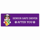 カーサイン 高齢者マーク SENIOR SAFE DRIVER セントバーナード ステッカー シール 長方形 20x6.7cm 肉球 日本製 車
