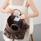 バッグ レディース 小さめ ミニ 通販 ハンドバッグ フリル ミニトート トート サブバッグ ランチバッグ お弁当バッグ 手提げ ボタン付き 女性 華やか きれいめ 女の子 コンパクト お散歩 普段使い 通勤 通学 大人 シンプル 無地 デイリー カジュアル