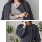 ゆったり ショートコート レディース アウター ハンドメイド 七分丈 コート カーディガン 秋冬 羽織 ダブルフェイス 一枚仕立て ウール 大きいサイズ 大人 ブランド Filomo ギフト プレゼント 7F (08000247r)