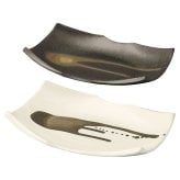 金彩流し 長角皿 L 2枚組 ギフトセット 磁器 ペア食器 金彩 皿 日本製 和食器 ペア【沖縄県・離島 配送不可】