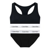 カルバンクライン Calvin Klein(CK) ブラ&ショーツ セット ロゴ 無地 ノンワイヤー アンダーウェア インナー 下着 QF8493+QF8520 レディース ブラック