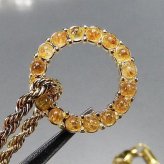 天然石ゴールドルチルクォーツ極小玉16粒輪状真鍮24k金メッキネックレス60センチ