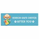カーサイン 高齢者マーク SENIOR SAFE DRIVER チワプー ステッカー シール 長方形 15x5cm 肉球 日本製 車