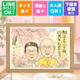 エメラルド婚式の贈り物に、大切なひとを似顔絵にしませんか。 ギフト エメラルド婚式 似顔絵 プレゼント 名入れ 手描き 贈り物 エメラルド婚式 記念 お祝い 結婚55周年 周年記念 夫婦 家族 ご両親 名入れ 修正無料 下書き確認 かわいい 似てる 実績多数 一生もの 55周年 エメラルド婚式 宝物 一生もの 感謝 闘病中の方への励まし メモリアルギフト おしゃれ 米寿祝い 卒寿祝い キレイ